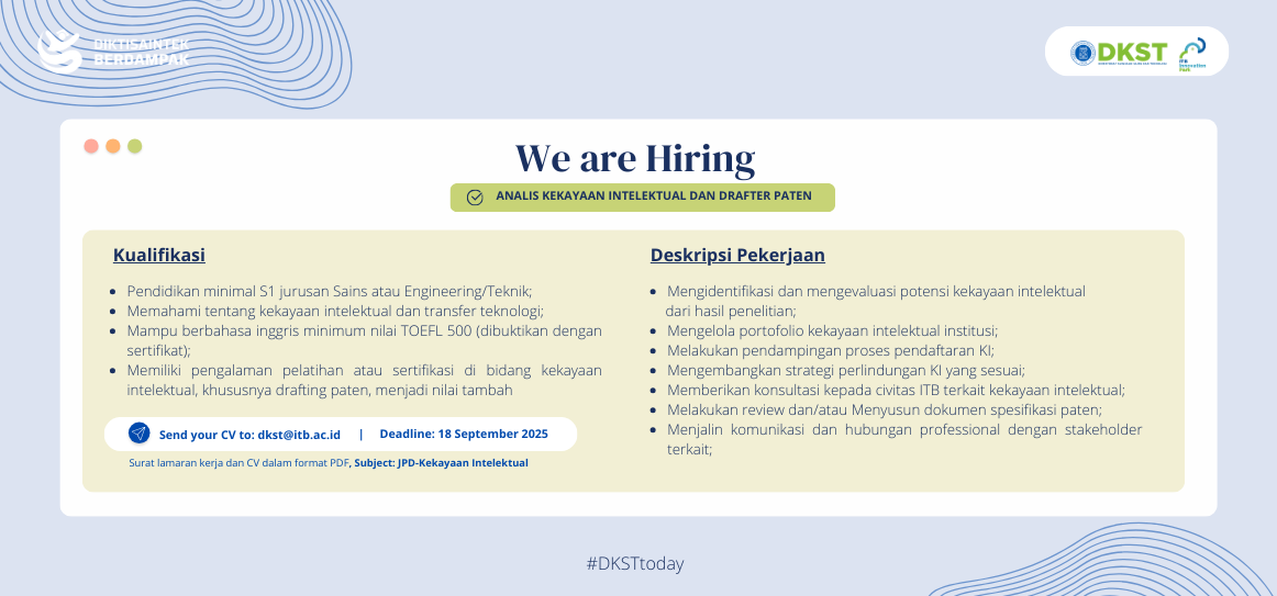 Open Positions: Intellectual property analyst and patent Drafter